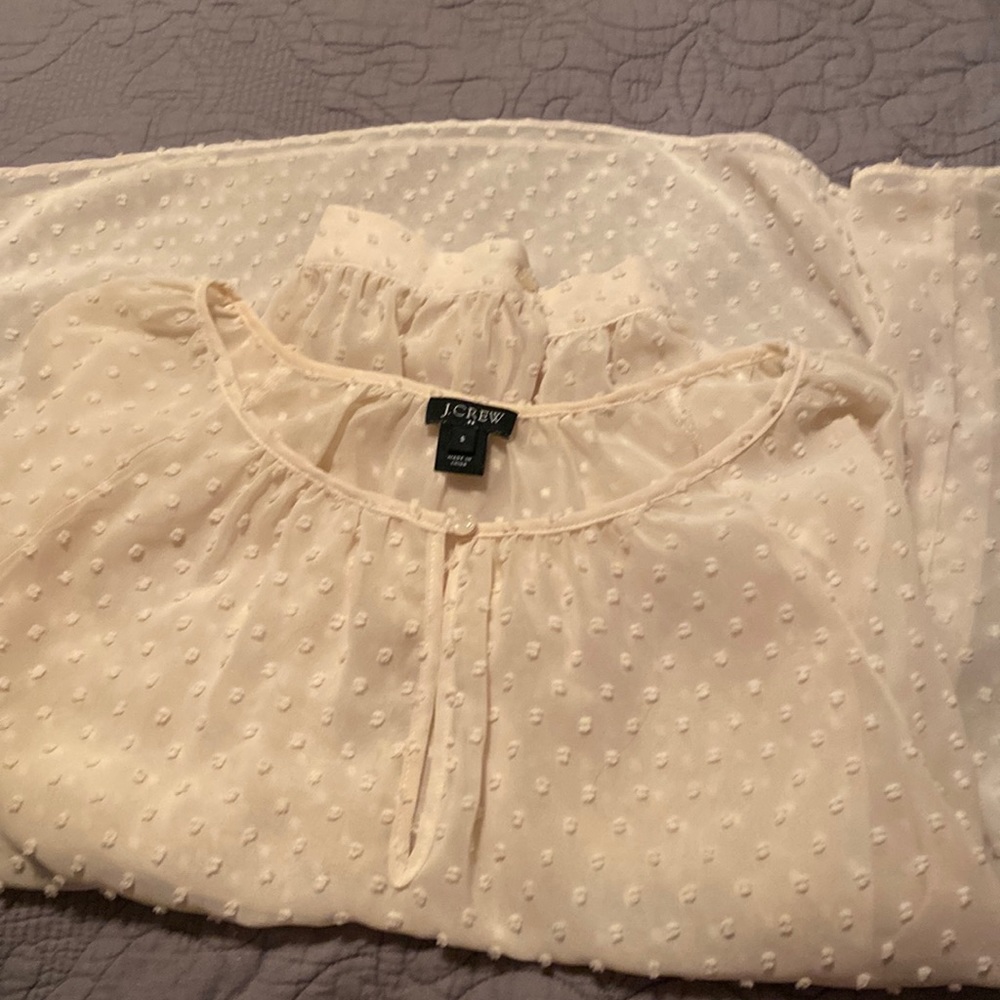 Ladies J.Crew, long sleeve, sheer cream blouse, size small